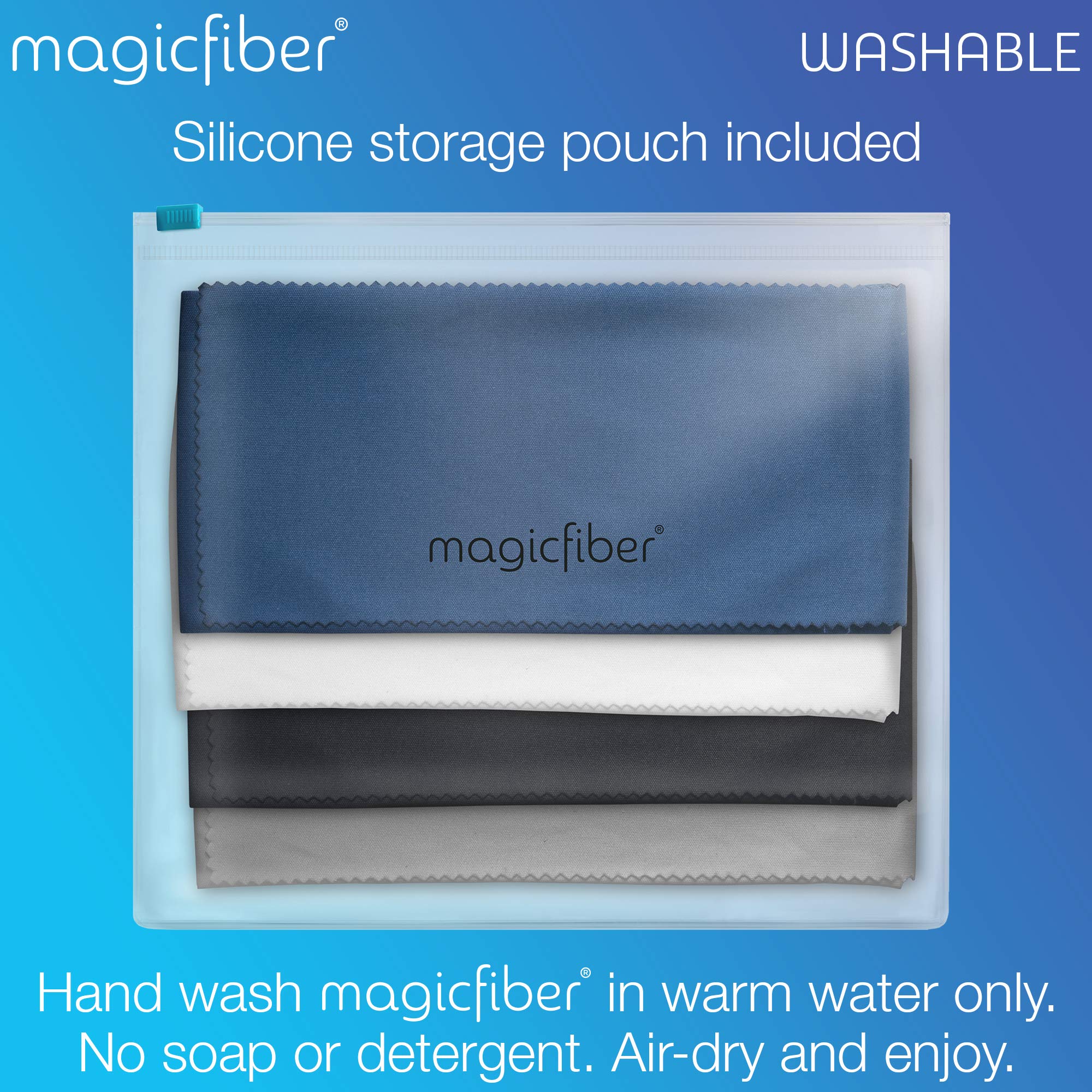 MagicFiber Glasses Case Soft (4-pack) - Sunglasses Pouch - Soft Glasses Pouch - Works as Glasses & Eyeglass Cleaner - Ultra Soft Storage with Cleaning Cloth Closure Flap - Microfiber Cloth for Glasses