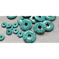 10pcs Blue Matrrix Bronze Brass Turquoise Donut Pendant,Circle Roundel PI Turquoise Pendant,Stone Pendant,Natural Turquoise (40mm)