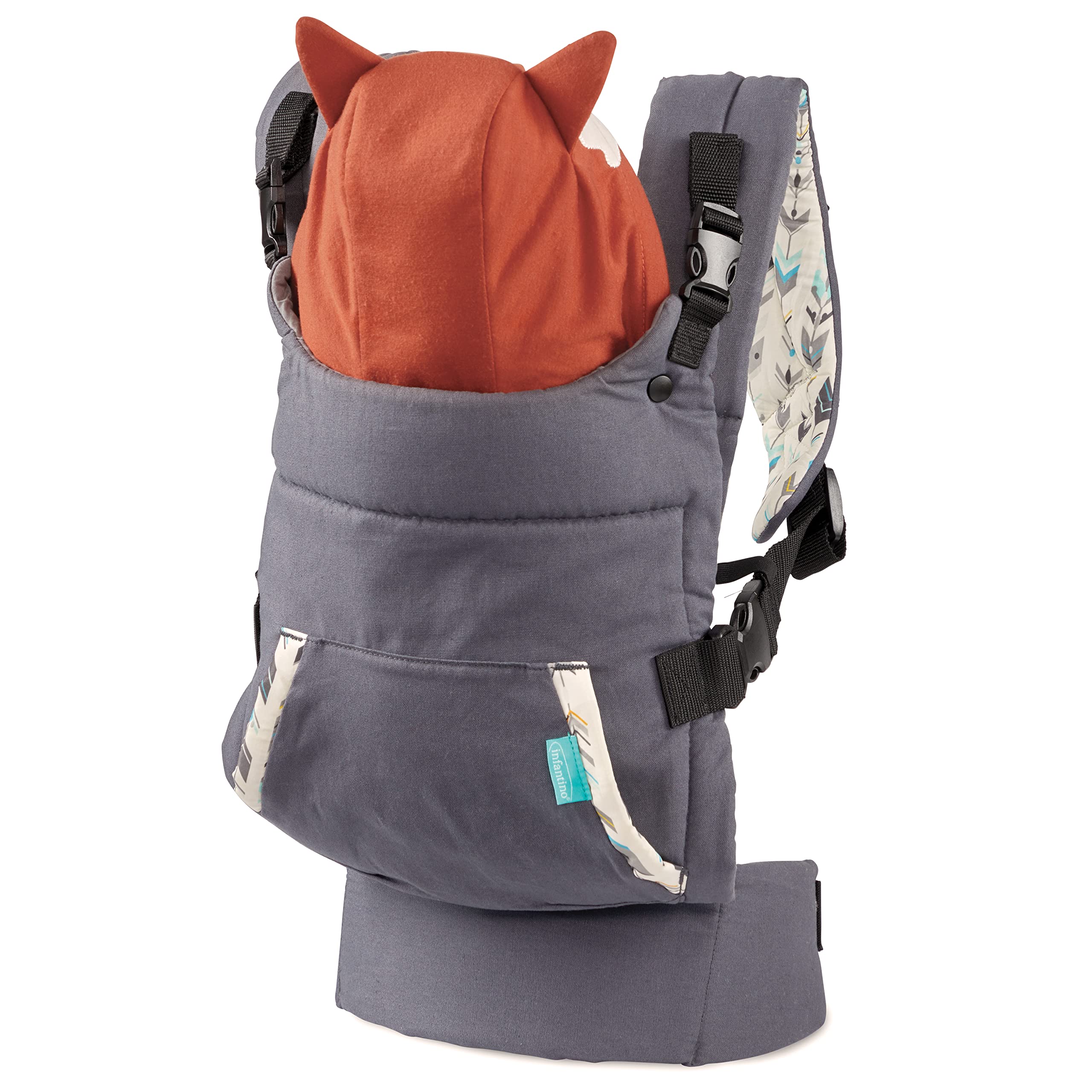 Infantino Cuddle Up Carrier - Ergonomic Fox-Themed face-in Front Carry and Back Carry with Removable Character Hood for Infants and Toddlers 12-40 lbs