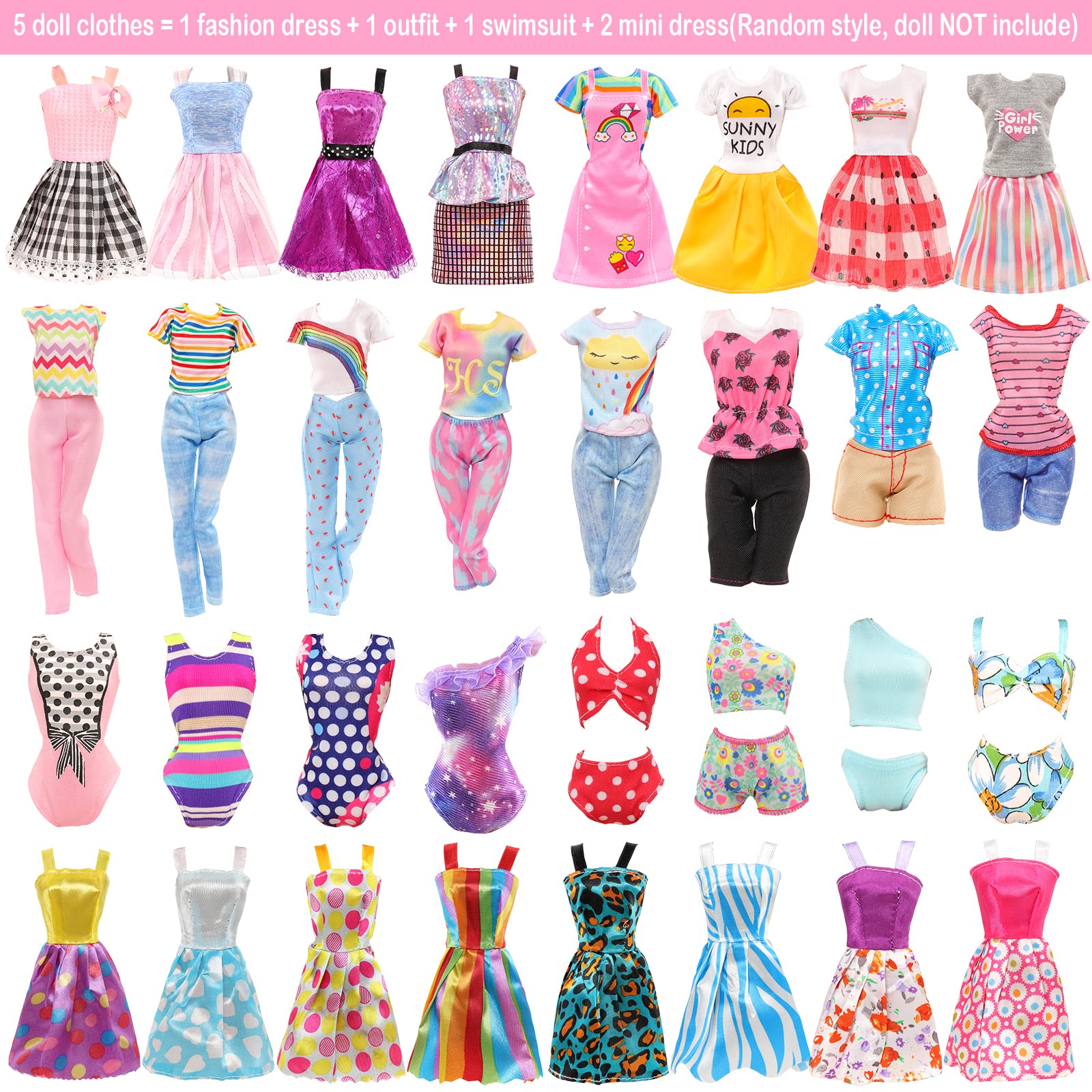 30 Pcs Doll Travel Playset 1 Luggage 1 Backpack 5 Doll Clothes 8 Travel Accessories 12 Toiletries1 Sunglasses for 11.5 Inch Girl Doll(Doll NOT Include)