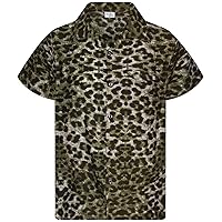 KING KAMEHA Funky Casual Hawaiian Shirt Kids Boys Girls Pocket Very Loud Shortsleeve Unisex Leopard Print 2-14 Years