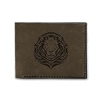 Men's Lion Tatoo Style -8 Handmade Genuine Pull-up Leather Wallet MHLT_03