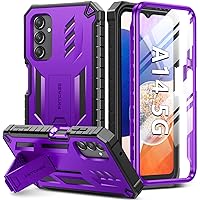 FNTCASE for Samsung Galaxy A14-5G Case: Dual-Layer Protective Textured Shockproof Rugged TPU Cover with Kickstand | Military Grade Drop Protection | Heavy Duty Cell Phone Protector - Purple