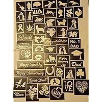 Etching Starter Set of 100 Most Popular Different Stencil Designs for Practicing Etching on Glassware