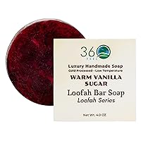 Warm Vanilla Sugar Loofah Bar Soap - Luxury Handmade Soap, Vegan & Cruelty-Free - Cleanse, Exfoliate & Nourish - Pamper Yourself or Gift to Loved Ones!