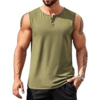 COOFANDY Men's Casual Tank Top Sleeveless Henley Shirts Muscle Fit T Shirt