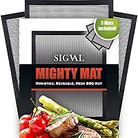 Mighty Mat - Reinforced Non-Stick Jerky Smoker Grill Mesh Mat - Set of 3 - Baking Mat, and BBQ Mat to Cook Fish, Vegetables, Meats on Smoker or Grill
