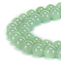 Natural Light Green Jade Beads Smooth Polished Round 4mm-12mm 15.4 Inch  Full Strand for Jewelry Making (GJ10) (10mm)