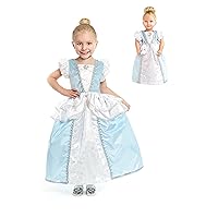 Little Adventures Cinderella Princess Dress Up Costume (Med Age 3-5) with Matching Doll Dress - Machine Washable Child Pretend Play and Party Dress with No Glitter