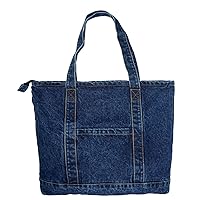 Denim Tote Bag Casual Style Lightweight Classic Retro Travel Shopper Shoulder Handbag
