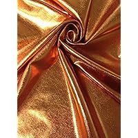 Metallic Shiny All Over Foil Stretch Polyester Spandex Fabric by The Yard (Copper)