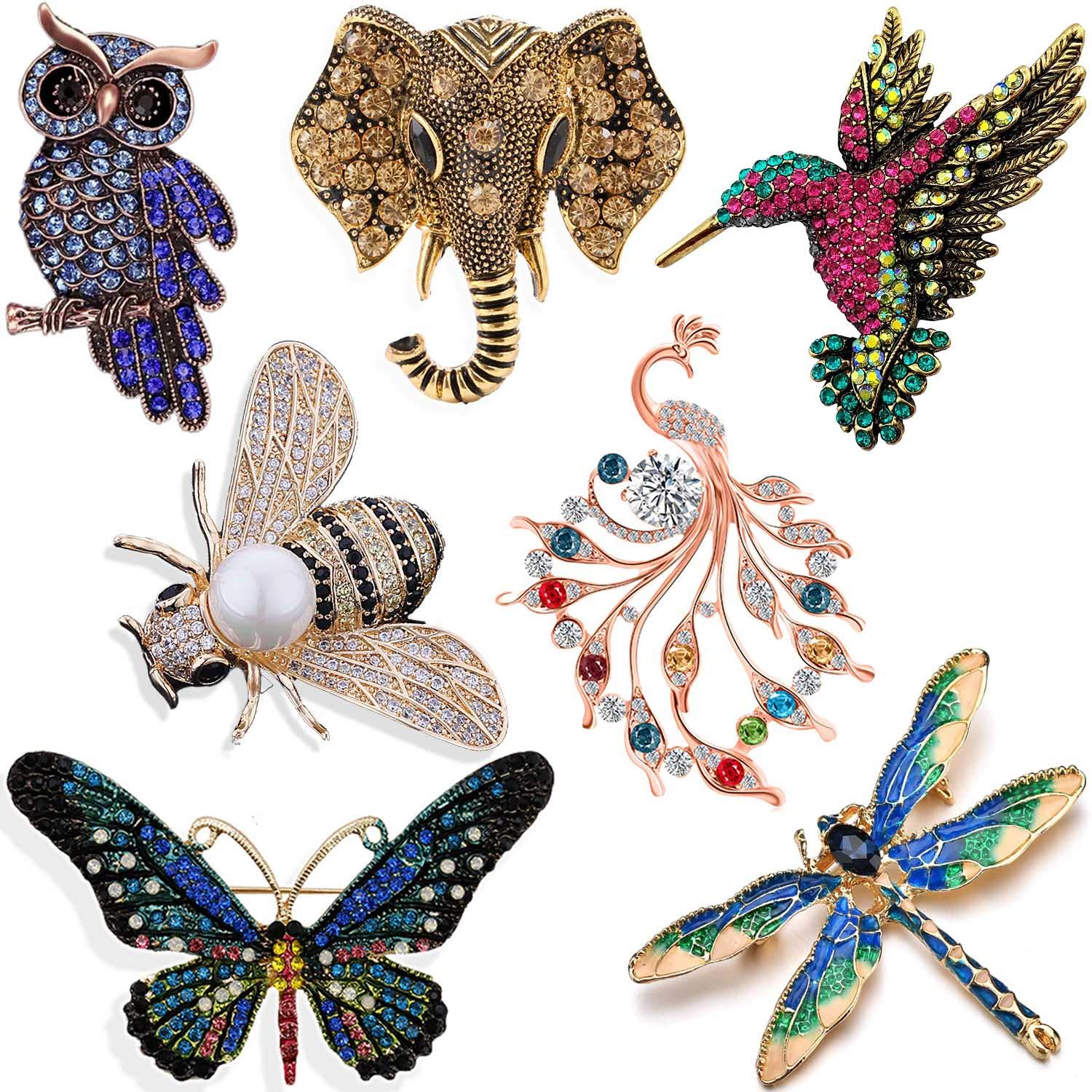 Women Brooch Set Crystal Pin Christmas Gifts Stocking Stuffers Vintage Animal Insect Elegant Flower Pins Brooches Bulk for Women Girls