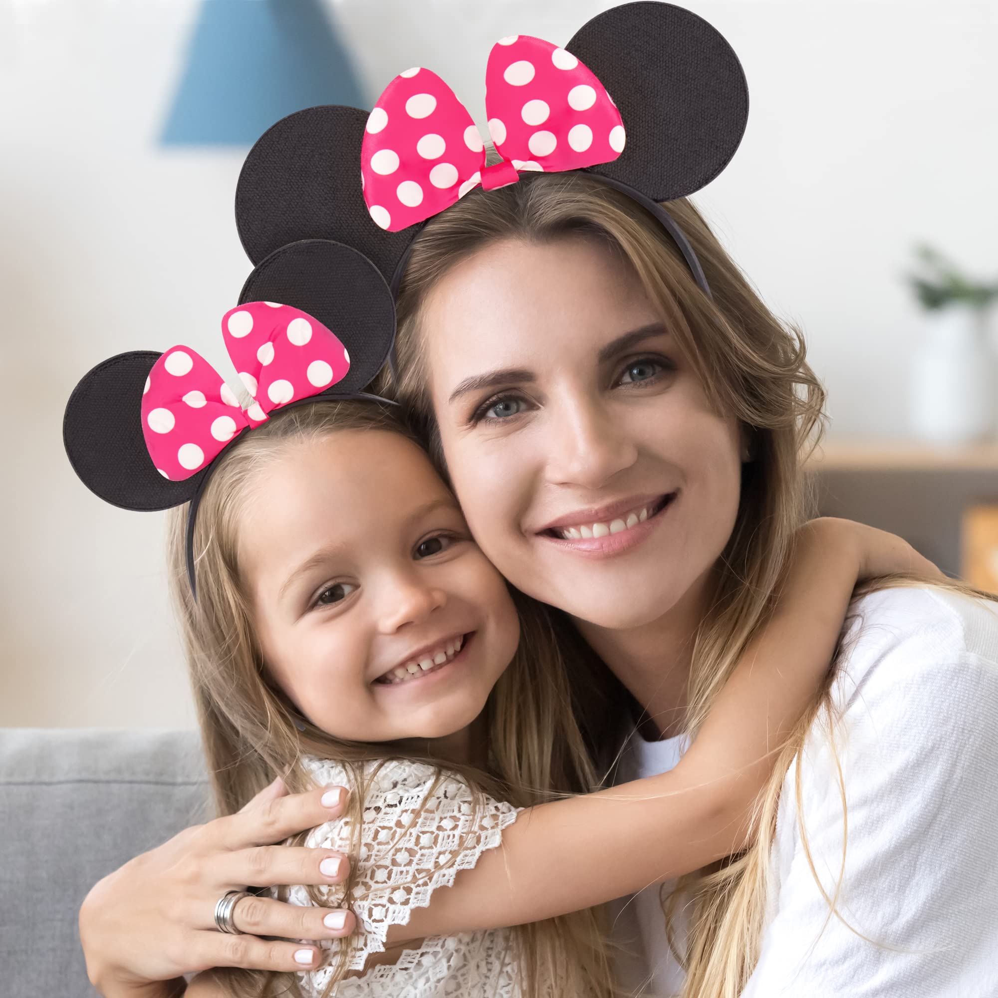 Disney Minnie Mouse Ears Adult, Set of 2 Headbands for Mommy and Me, Matching for Adult and Little Girl