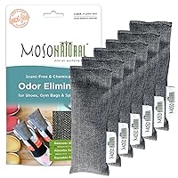 Moso Natural Mini Air Purifying Bags. A Scent Free Odor Eliminator for Shoes, Gym Bags and Sports Gear. Premium Moso Bamboo Charcoal Odor Absorber. (Three Packs of Two 75g Bags) 2 Year Lifespan!)