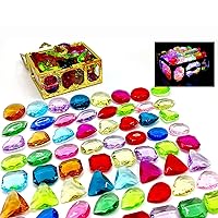 Jewelry Toys Big Size Children Jewelry Diamond Toys Acrylic Stones Treasure Chest Toys Colored Gems Treasure Hunting Cosplay Home Game Pirate Game Kids Playset Party Birthday Christmas Easter Thanksgiving Halloween Gift