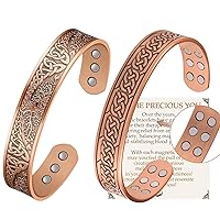 Feraco Pure Copper Bracelet for Men, 18X Enhanced Strength Magnetic Therapy Bracelets with 3500 Gauss Neodymium Magnets, Effective Copper Cuff, Adjustable