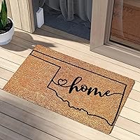 Oklahoma Home State Coconut Coir Doormat Oklahoma State Decor Front Door Porch Outside Dries Quickly Cursive Backing Plain Christmas Personalized Gifts 24x36in