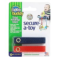 Baby Buddy Secure-a-Toy, Adjustable Pacifier and Teether Strap for Stroller, Highchair, and Car Seat, Navy Red, 2 pack