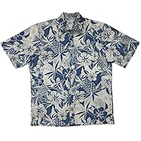 Men's Reverse Pineapple Garden Hawaiian Shirt, Blue, L