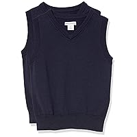Amazon Essentials Boys and Toddlers' Uniform Cotton V-Neck Sweater Vest, Multipacks