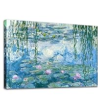 Large Water Lilies by Claude Monet Canvas Wall Art Famous Painting - Classic Canvas Art Wall Decor Picture Print with Framed for Home Office Wall Decor-24