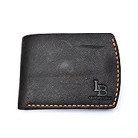LeatherBrick Curved Style Antique Bi-Fold Wallet with Button Coin Pocket | Pure Leather Wallet | Handmade Leather Wallet | Veg Leather | Matt Maroon Dark Color