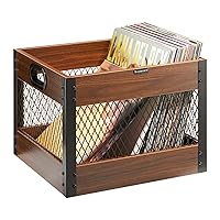 X-cosrack Vinyl Record Storage Crate, Wooden LP Album Shelf Vinyl Storage Cube Organizer Box