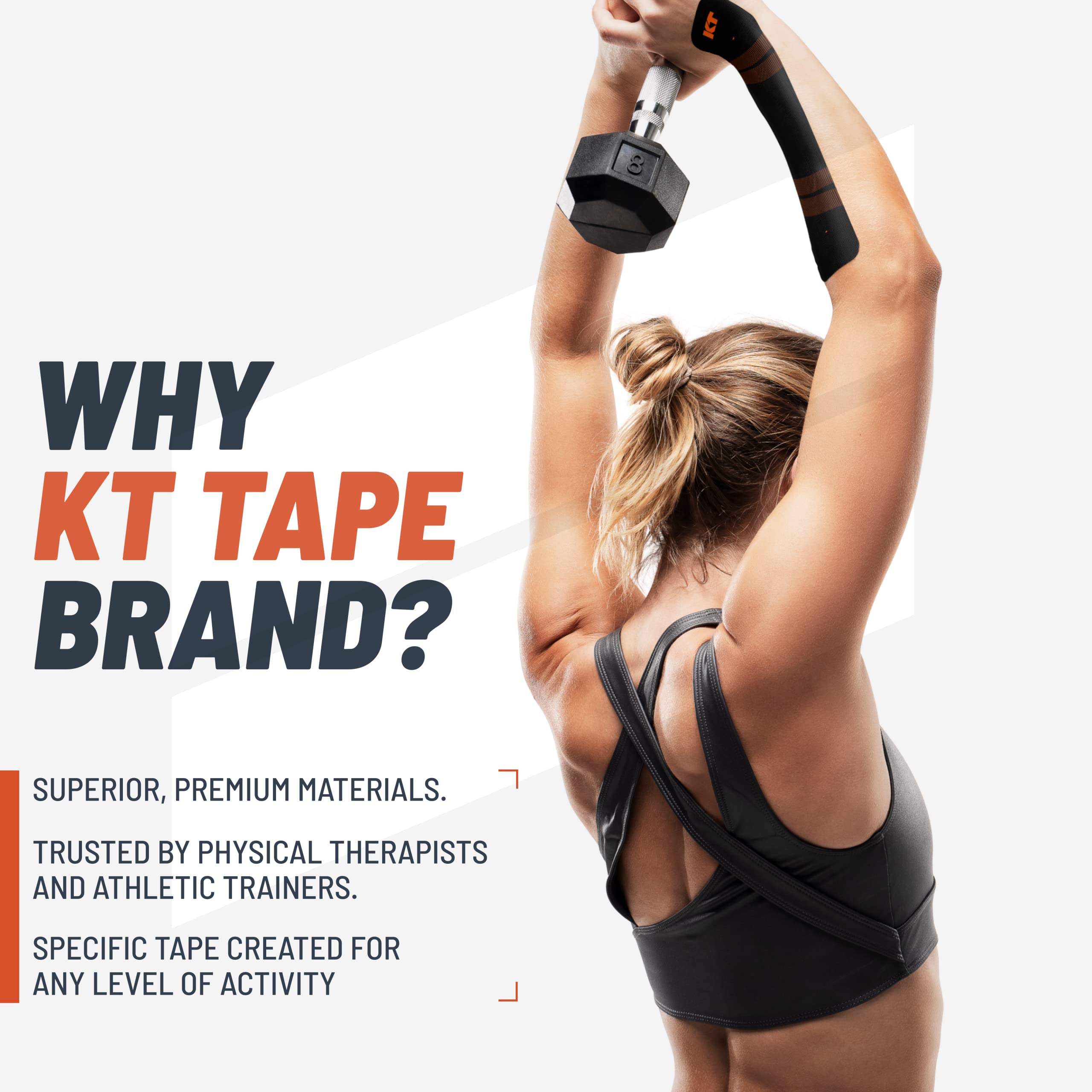KT Tape, PRO Synthetic Kinesiology Athletic Tape, 20 Count, 10” Precut Strips, 20 Precut Strips