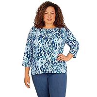 Alfred Dunner Women's Plus-Size Playful Animal Print Top