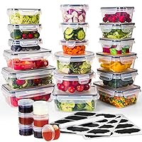 Moretoes 50pcs Food Storage Containers with Lids (25pcs Stackable Plastic Containers with 25 Lids) Meal Prep Containers, BPA Free, Microwave Dishwasher Safe