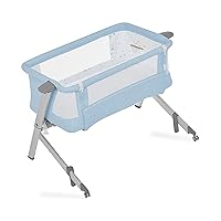 Skylar Bassinet and Beside Sleeper in Blue, Lightweight and Portable Baby Bassinet, Five Position Adjustable Height, Easy to Fold and Carry Travel Bassinet, JPMA Certified