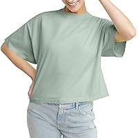 Hanes Originals Garment Washed T-Shirt, Crewneck Crop Tees for Women