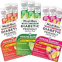 MedBev-3 Pack-Natural Drink Mix Low Carb Sugar Free Low Cal Diabetic Friendly 13 Vitamins & Minerals Electrolytes Immune Support on the go Powder 3 Boxes