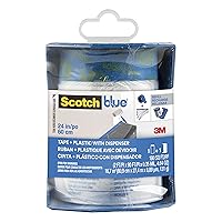 ScotchBlue Pre Plastic Painters Tape with Bladed Dispenser, 24 in x 30yd, Tape & Masking Film Combined in One Product, Static Cling to Stay in One Place, No Residue Masking Tape (PTD2093EL-24-S)