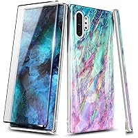 Case for Samsung Galaxy Note 10 with Screen Protector (Maximum Coverage, Flexible TPU Film), Ultra Slim Thin Glossy Stylish Protective Phone Case Cover -Marble Design Nova