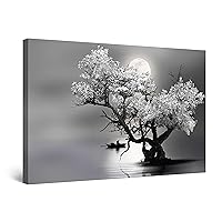 Startonight Canvas Wall Art Decor Flower Tree and Moon Black and White Print for Bedroom 24