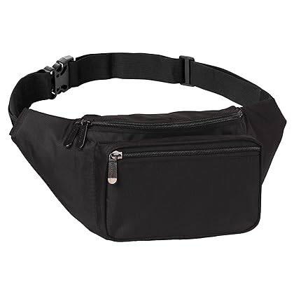 Black Fanny Pack Belt Bag I Mens Fanny Packs for Women Fashionable - Crossbody Bag Bum bag Waist Bag Waist Pack - For Halloween costumes, for Hiking, Running, Travel, Waterproof and more