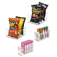 iDesign 50% Recycled Plastic Set for Pantry and Cabinet Organization, Made in The USA, Two 10” x 8” x 5” and Two 10” x 4” x 5” Bins, Clear