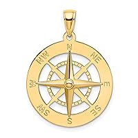 14K Yellow Gold Nautical Compass Charm - 28.67mm