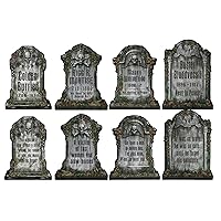 Beistle Set of 4 Double-Sided Tombstone Cutouts, 15”- Haunted House Spooky Halloween Decorations, Made in USA