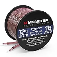 Monster Essentials High Performance Speaker Wire 16 Gauge Copper Clad Aluminum (CCA) Speaker Cable 50 FT Spool – Ideal Home Cinema Speaker Wire Cable and Car Audio Speaker Cables/Speaker Wires