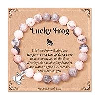 Frog Gifts for Girls Women, Natural Stone Bracelets, Frog Stuff Christmas Gifts for Women and Girls
