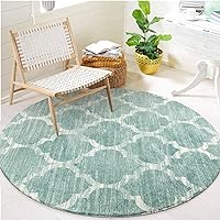 Lahome Moroccan Round Rugs - 4Ft Washable Non-Slip Small Round Area Rug Throw Soft Cute Round Nursery Rug Lightweight Non-Skid Bathroom Mat, Sage Print Circle Rug for Bedroom Dorm Kids Classroom