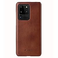 Back Snap Series Waxfall Pattern Premium Leather Snap Cover Case for Samsung Galaxy S20 Ultra - Brown