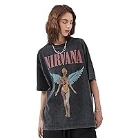 Men's Oversized Graphic T-Shirt, Rock Band Y2k Tee Shirts -Vintage Loose Fit Basic Tshirts, Anime Tops for Women