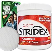 Stridex Single-Step Acne Control, Maximum Salicylic acid 2.0%, Alcohol Free, 90 Soft Touch Pads and Vital Volumes Blemish Secrets Tips Card | Bundle