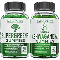 Supergreens & Ashwagandha Gummies - Ashwagandha Promotes Calmness & Enhances The Immune System - Delicious Supergreens With Spinach, Broccoli, Beetroot & Green Tea for Immune Support - 60 Gummies