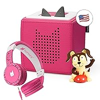 Toniebox Audio Player Headphones Bundle - Listen, Learn, and Play with One Huggable Little Box - Pink