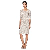 Alex Evenings Women's L Neck Knee Length Shift Dress