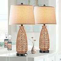 QiMH Table Lamp for Bedrooms Set of 2, 27
